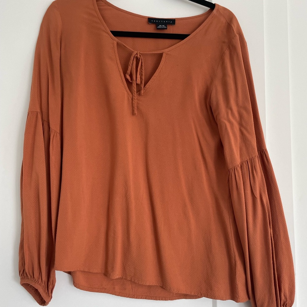 Sanctuary Rust Tie-Front Blouse